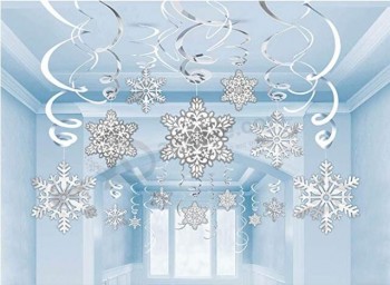 Flocon de neige de fête de Noël suspendus tourbillonne 12pcs