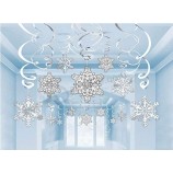 La fiesta de Navidad del copo de nieve que cuelga remolinos 12pcs