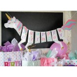 Nuevo para 2018 partido mágico pastel unicornio feliz cumpleaños banne partido suministros decoraciones banner
