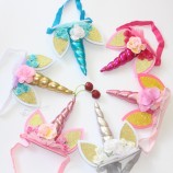 Venda del unicornio caliente de la amazon para la fiesta de cumpleaños de los cabritos de la parte venda caliente del cuerno del unicornio de la gasa de la venda de cosplay de la f
