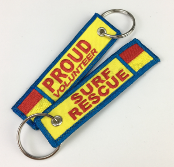 Custom Your Logo Embroidery Woven Keychain Patch Key Tag For Bag