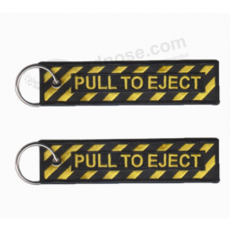 Fabric Logo Polyester Woven Overlock Embroidery Promotional Keychain