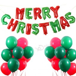 圣诞快乐红色绿色铝箔/乳胶气球挂件装饰套装34件/设定