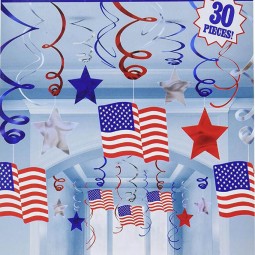4. Juli Party Dekorationen für 4. Juli rot weiß blau Ausschnitt Girlande hängen 30pc fallen