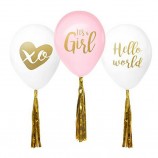 12дюймов 2.8g Gold Baby Girl Shower Decorations Balloons With Gold Tassel