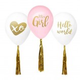 12Pouce 2.8g Gold Baby Girl Shower Decorations Balloons With Gold Tassel