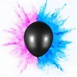 性别揭示婴儿淋浴的粉末气球带有粉红色和蓝色粉末棒球