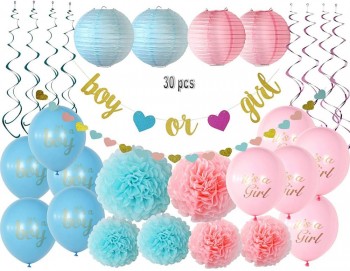 30pcs Gender Reveal Party Supplies Deluxe Baby Shower Decoration Kit