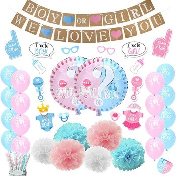 Hot sale Baby Shower Party Decorations Boy or Girl Gender Reveal Party Supplies with Photo Booth Props