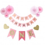 1ул Baby Girls First Birthday Party Decorations Pack-6 Pcs Pink Decorative Tissue Paper Fans