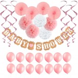 Baby meisje douche decoraties/Banner, tissuepapier-fans, opknoping feestartikelen