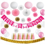 Decoraciones de baby shower para niña, es un banner de decoración de fiesta de niña, kit de globo