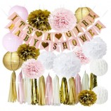 Roze en gouden baby showerdecoratie voor meisjesbaby shower het is een bunting banner van de meisjesslinger