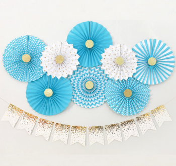 Baby jongen douche decoraties, feestvarken feestdecoraties, blauwe en gouden feestkit