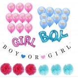 El género revela el partido suministra decoraciones de la fiesta de bienvenida al bebé niño o niña pancarta de papel pompom d globos