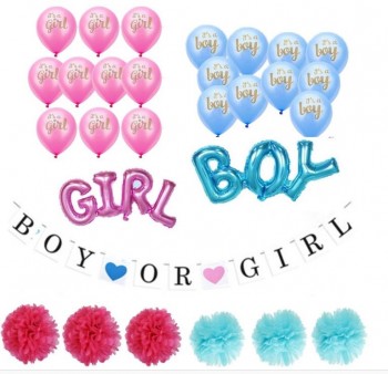 Gender Reveal Party Supplies Baby Shower Decorations Boy or Girl Banner Tissue Paper pompom d Balloons