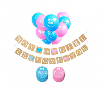 Boy or Girl Banner and Gender Reveal Balloons Decorations for Baby Shower Gender Reveal Party Pregnancy Announcement