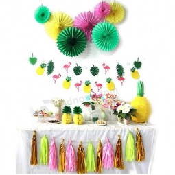 Décorations de fête hawaïennes fournitures de fête luau ananas décorations papier de soie pom papier lanternes bannière flamingo ananas