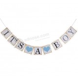 IT IS A BOY Paper Garland Bunting Banner Christening Baby Shower Garland Decoration Birthday Party Favors Photo Prop