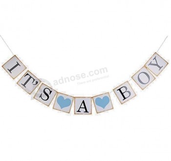 IT IS A BOY Paper Garland Bunting Banner Christening Baby Shower Garland Decoration Birthday Party Favors Photo Prop