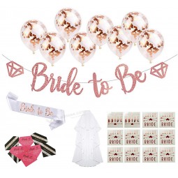 Bachelorette Party Decorations Kit Bride to Be Banner Confetti Balloons Tribe Flash Tattoos Sash Veil Drinking Games Bridal Shower Wedding Supplies
