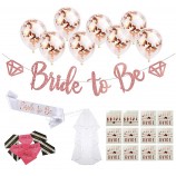 Bachelorette party decorations kit bride to be banner confeti balloons tribu flash flash sash veil drinking juegos boda nupcial wedding supplies