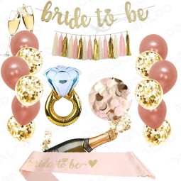 Rosa ouro bridal shower decorações bachelorette presentes noiva para ser banner faixa borla 12 polegadas rosa ouro confetti balões bachelorette partido fornecimentos
