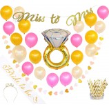 Junggesellenabschied Dekorationen Braut Brautdusche Dekorationen Braut zu sein Schärpe Miss zu Frau Banner Bachelorette Tiara Krone Ballons Strohhalme