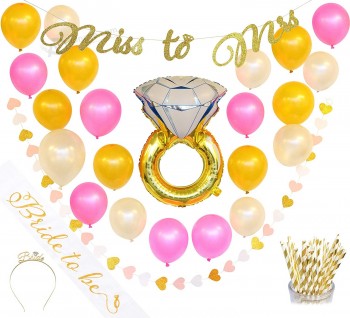 Vrijgezellenfeest decoraties complete kit bruids douche decoraties bruid te sjerp missen tot mevrouw banner vrijgezellin tiara kroon ballonnen rietjes