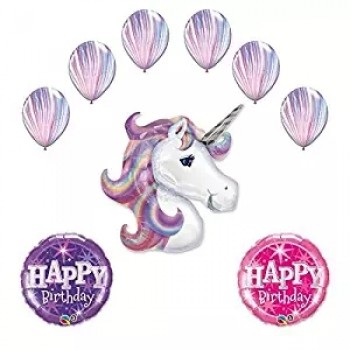 独角兽和时尚玛瑙乳胶气球彩虹生日派对气球用品装饰品