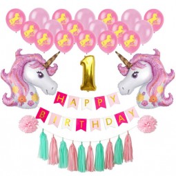 Ballons de licorne 1 er fête d'anniversaire fournitures pour décorations d'anniversaire, décorations de douche de bébé