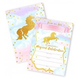 12 pcs Unicorn Invitations card double sided for birthday party