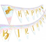 Geburtstags-Fahnenversorgungen des Einhornthemas alles Gute zum Geburtstag, alles Gute zum Geburtstageinhornfahne