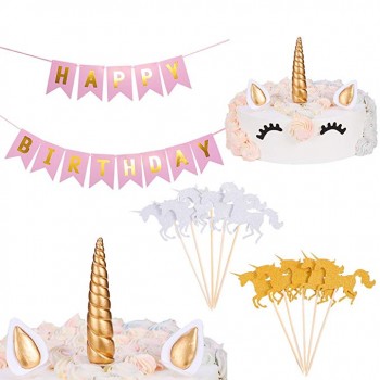 Festa de aniversário de crianças unicórnio cup cake decorating supplies happy birthday banner