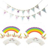 Eenhoorn banner eenhoorn cupcake toppers+Wrappers kit benodigdheden voor feestdecoratie