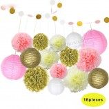 Festa de aniversário casamento decoração papel pom pom papel lanternas papel série