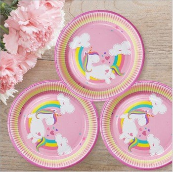 Eenhoorn regenboog platen 8 stks verjaardag baby shower bruiloft feestartikelen