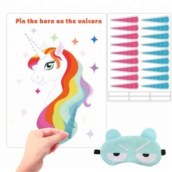Hot sale Kids party game Rainbow Pin the horn on the Unicorn