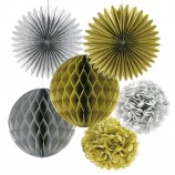 Amazon venda quente tecido pom poms pendurado flor bola lenço de papel ventilador para festa de aniversário, decoração do casamento