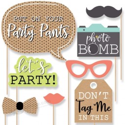 Big Dot of Happiness Put On Your Party Pants Photo Booth Props Kit 20 Count