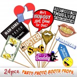 24Ordenador personal Party Photo Booth Props Novelty Dress Up Accessories Decorations for Birthday Parties Emoji Photo Booth Prop Hipster Bow Tie Social Media Like