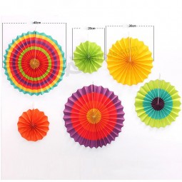 Birthday Party Decoration Colorful Flower Tissue Hanging Paper Fans, Party Decoration Background