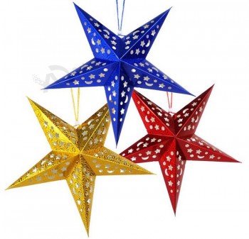 Decoração da estrela do papel do Natal, decoração clara conduzida da lanterna de papel, lanterna de papel da corda para decorações