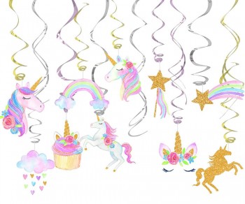 Unicorno appeso ricciolo decorazioni unicorno per feste di compleanno