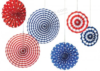 4го Of July Decoration Colorful Flower Hanging tissue Paper Fans, Party Decoration Background