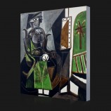 Nee, cx009 vrouw bij een raam, abstract olieverfschilderij, kunstwerk online, woonkamer slaapkamer hotel decoratief schilderij