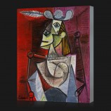 Nee, cx011 vrouw in een leunstoel, abstract olieverfschilderij, woonkamer slaapkamer hotel decoratief schilderij, beste olieverf in de wereld