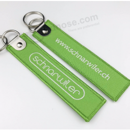 Travel Souvenir Woven Embroidery Logo Fabric Keychains