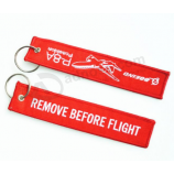 Customized Plain Embroidery Woven Aircraft Fabric Keyring