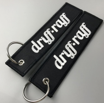 Wholesale Fabric Embroidery Logo Name Key Tag Chain